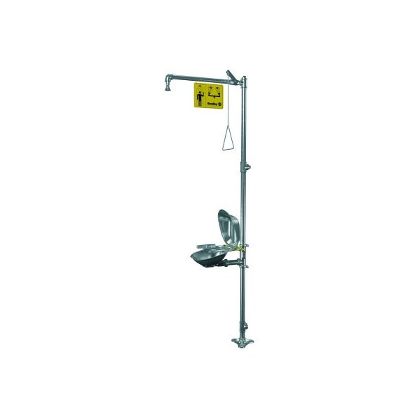 Bradley S19314SC Halo Stainless Steel Eye-Face Wash, Bowl Cover and Showerhead, 1-1/4" Water Supply S19314SC - main
